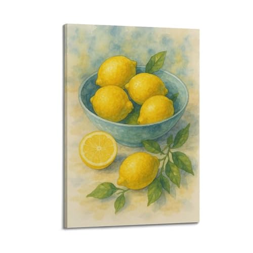 Poster aquarelle citron pour réveiller un mur vide toile avec cadre