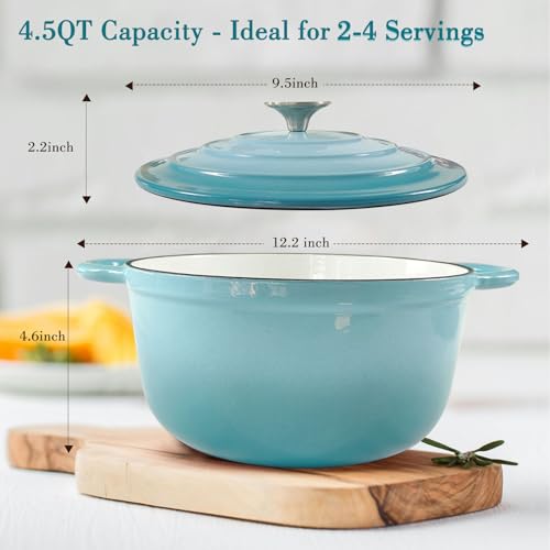 Cast Iron Dutch Oven 4.5 Quart Enameled Cast Iron Dutch Oven Pot with lid Heavy Duty Dutch Oven Dual Handles Porcelain E - Additional View