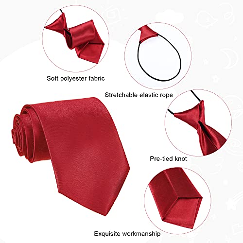 SATINIOR 12 Pieces Boys Ties Clip On Neckties Pretied Tie Solid Color Necktie Neck Strap Formal with Elastic for Kids Wedding Graduation School Uniforms, Assorted Colors, 11L x 2.4W''3