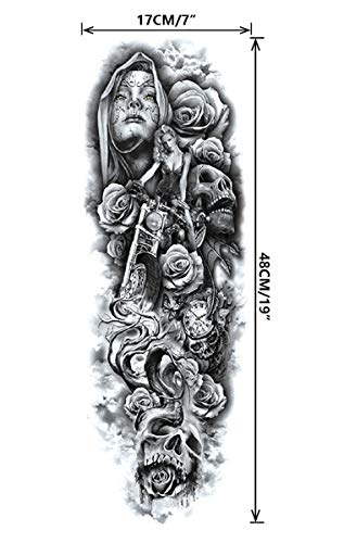 Pinone Full Arm Temporary Tattoo For Man Women L19“Xw7”(12 Sheets) #TOP1
