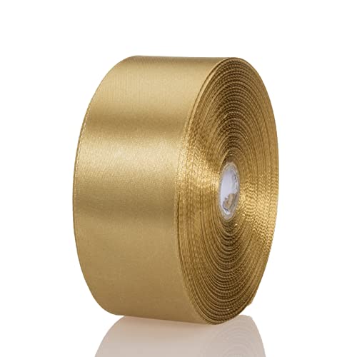 Yaseo 1 1/2 Inch Champaign Gold Solid Satin Ribbon, 50 Yards Craft Fabric Ribbon For Gift Wrapping Floral Bouquets Wedding Party Decoration #TOP6