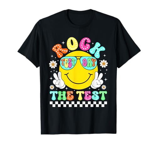 Rock The Test Motivational Testing Day Smile Face Test Day T-Shirt