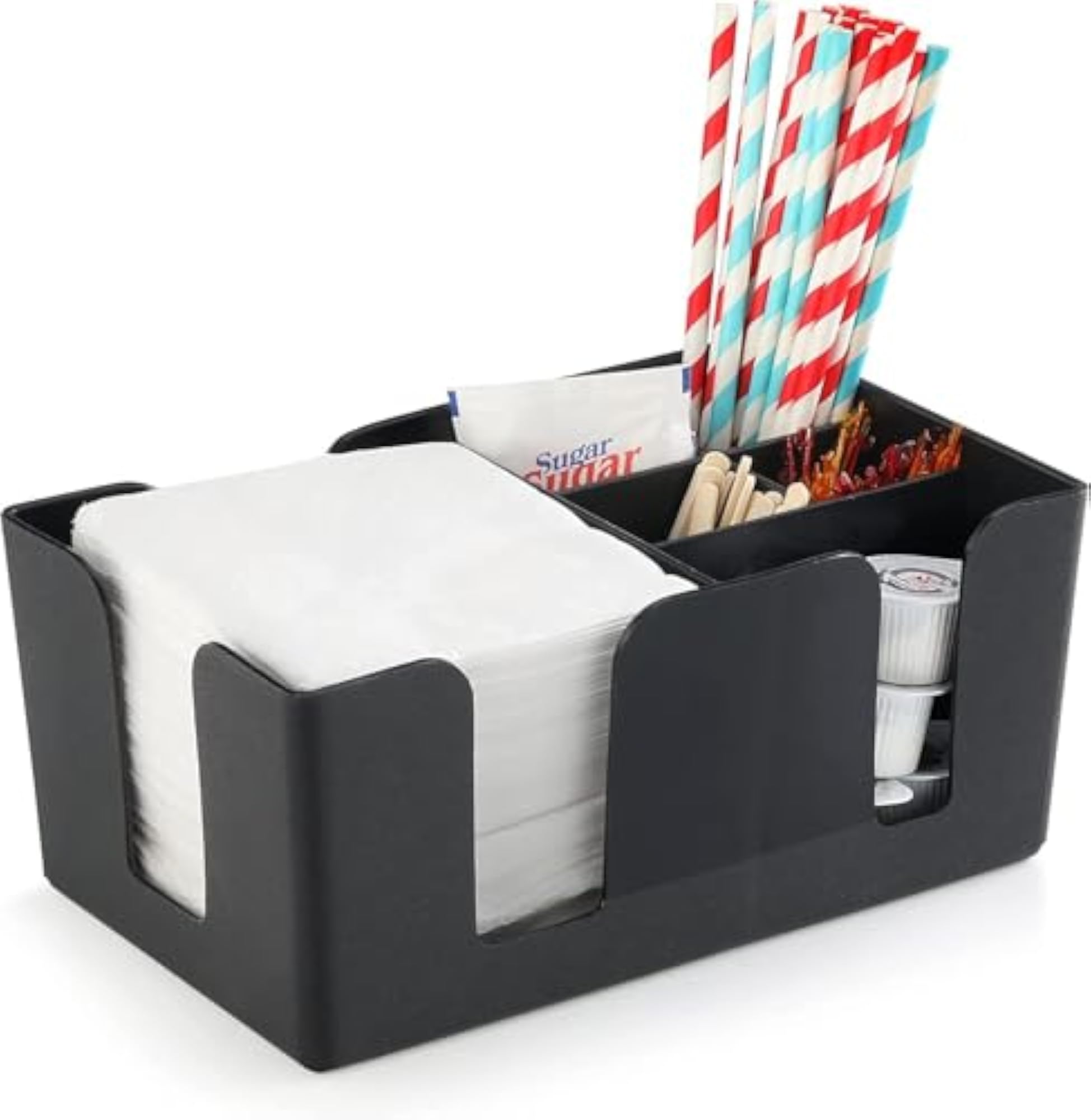Bar Organizer with 6 Compartments, Black