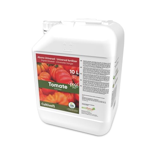 CULTIVERS Concime Liquido Biologico per Pomodori 10L. Fertilizzante Organico E Naturale al 100%, Aumenta Il Sapore E La Crescita. Aumentare La qualità E La Raccolta della Frutta
