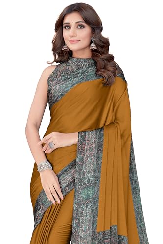 Image of MIRCHI FASHION Women Saree Abstract Print Chiffon | Breathable Lightweight Casual Sari for Regular Use and Office with Unstitched Blouse (Available in 25 Colors)