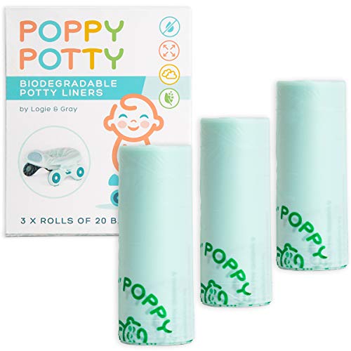 Potty Chair Liners Universal Fit Biodegradable - 60 Count Potty Bags- Fits Most Portable Potties - Bags are 16