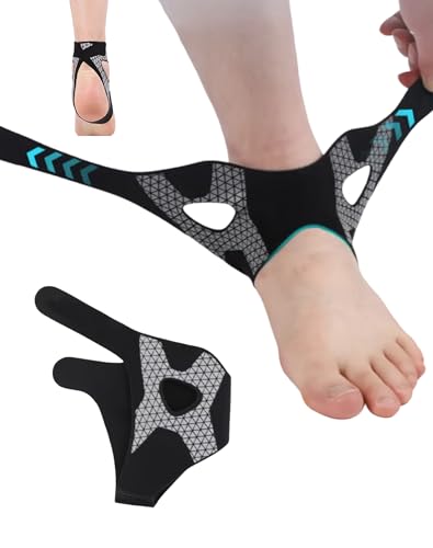 hunsee Adjustable Elastic Ankle Brace, Ankle & Heel Cutout Design, 3-Stage Compression Support with Adjustable Straps, Ankle Ligament Support Brace for Women Mens, Joint Stabilization Gear (1, M)