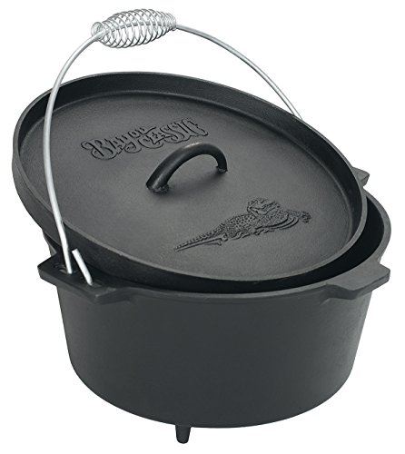 Bayou Classic 7360 Cast Iron Dutch Oven with Feet, 8.5 Quart