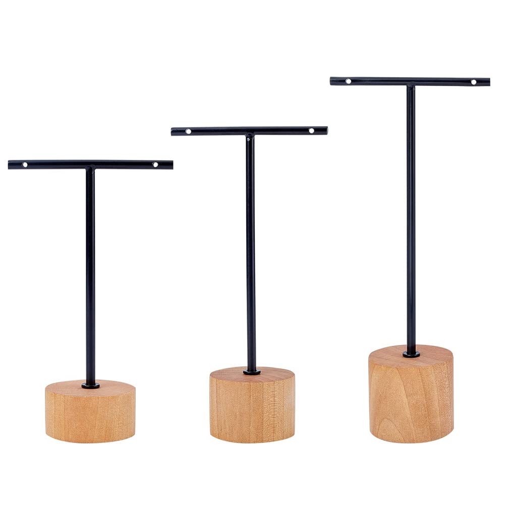 3 Présentoirs Boucles D'Oreilles T-Bar En Bois - Support Pour Bijouterie Ou Photographie