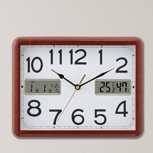 Horloge murale décorative rétro 28 cm sans bruit avec indicateur de température