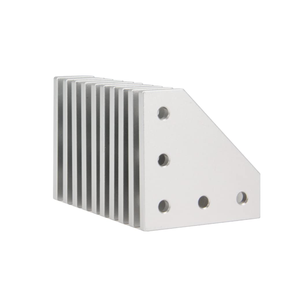 Lot de 10plaques d'angle argentées en forme de L avec 50vis+50écrous en T, plaque de joint à 90 degrés pour profilé en aluminium 2020(10pièces argentées, L avec écrou)