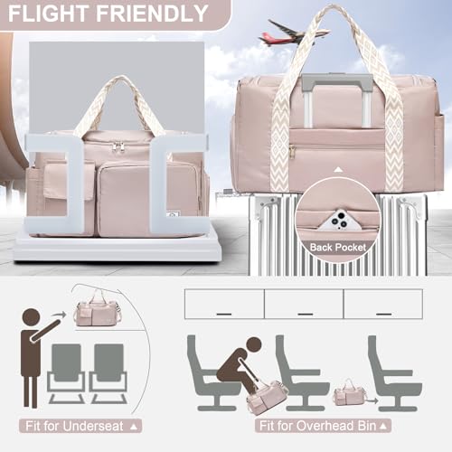 Image of Small Gym Bag for Women, Travel Duffle Bag Carry On Weekender Bag with Shoe Compartment