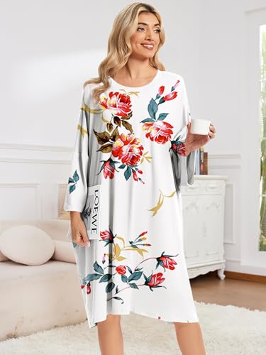 Image of CRIPOM Plus Size Moo Moos for Women Oversized Sleep Shirts for Women Oversized Nightgown with Pocket Fit S-5XL