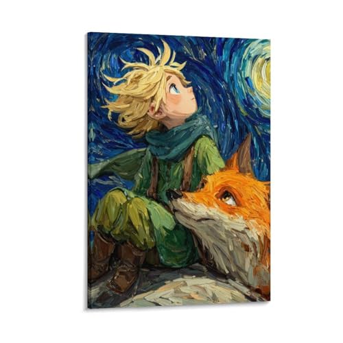 SHUNXIFQ Il Piccolo Principe Art - Dipinto Su Tela Realizzato Interamente A Mano, Motivo Moderno E Astratto, Decorazione Da Parete Per Salotto O Per La Casa, 12x18inch(30x45cm)
