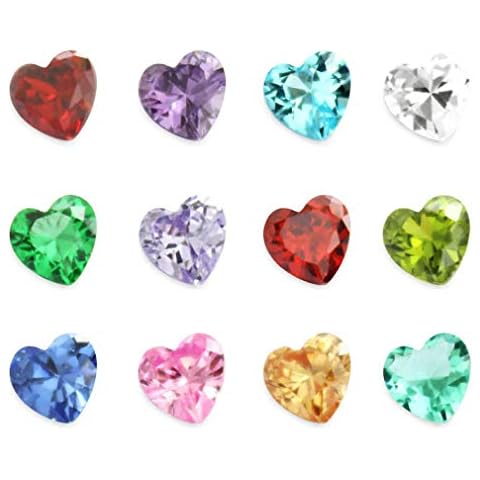 JOLIN 24Pcs Heart Birthstone Charms Cover