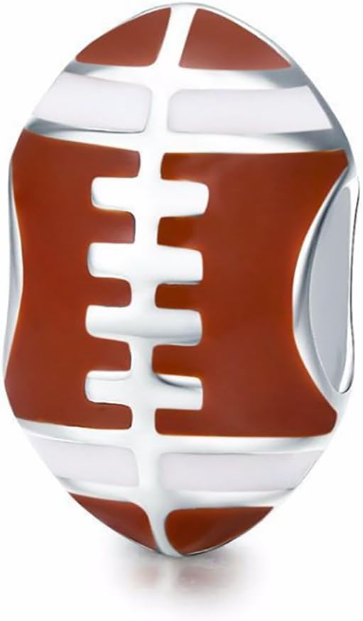 - Sport Bead Charms 925 Sterling Silver Basketball Football Charm Soccer Ball Charm Fit for Pandora Bracelet (Rugby)