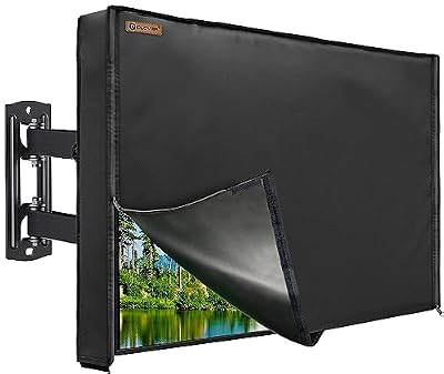 IC ICLOVER Outdoor TV Cover 60-65", 600D Heavy Duty 4 Season Weatherproof TV Screen Protector with Waterproof Zipper & Remote Control Pocket, Outside Television Cover for LED, LCD, OLED TVs