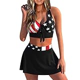 Topassion Zweiteiliger Badeanzug Damen Tankini Set Push-Up Swimwear mit Bedrucktem Top und Schwimmshorts Beachwear Bauchweg Tankini mit Pads