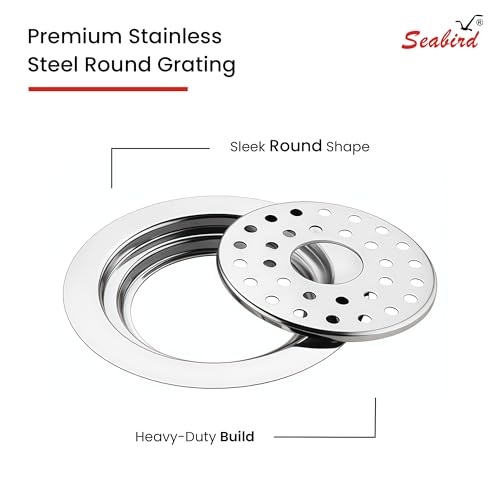 Image of SEABIRD 5-Inch Washing Machine Outlet Pipe Connector with Round Floor Drain Cover | Grating with ABS Elbow & Rubber Seal | Leak-Proof, Rust Resistant & Anti-Overflow for Bathroom & Laundry