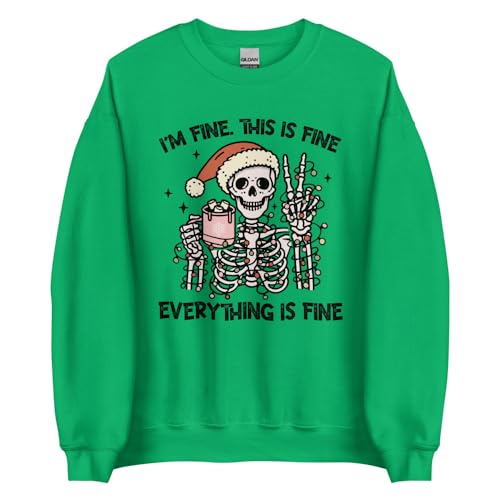 I'm Fine This is Fine Everything is Fine Sweater, Funny Christmas Crewneck Jumper, Cozy Cotton Blend, Long Sleeve Sweater