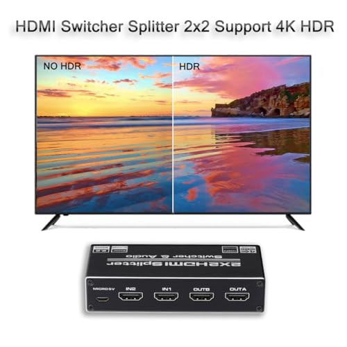 HDMI Switch Splitter 2 en 2 out compatible con 4K a 60Hz 5