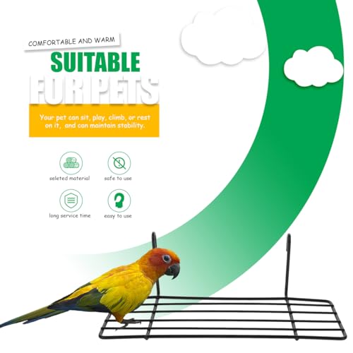 Image of Balacoo 2 Pcs Iron Bird Perch Stand for Parrots: Black Metal Grid Birdcage Rack, Bird Perch for Parakeets, Cockatiels, Lovebirds - 9.84 X 5.90 X 5.51 Inch