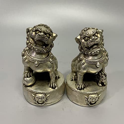 Lion Feng Shui AMUCK Blanc Cuivre : Protégez et Décorez Votre Bureau avec Élégance
