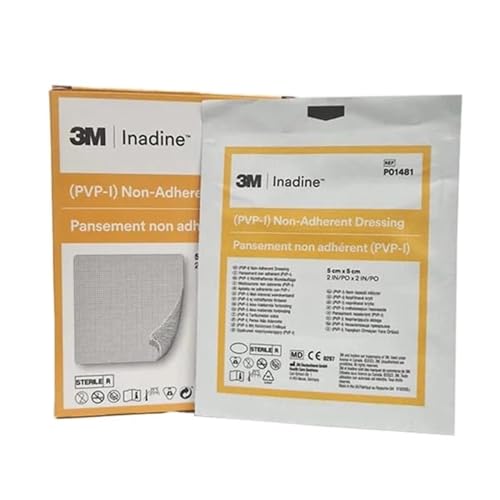 Inadine 5cm x 5cm x5 Non-Adherent Wound Dressings, Povidone-Iodine, Antimicrobial