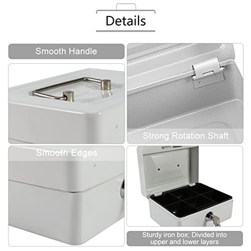 Boîte de rangement avec serrure verrouillable en fer étanche blanche - 6