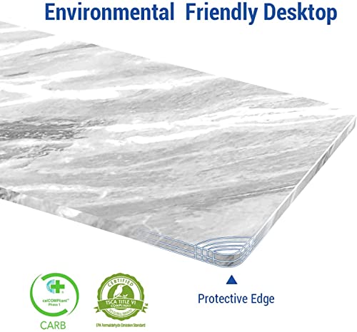 Image of FLEXISPOT E6 3-Stage Dual Motor Electric Standing Desk 48 x 30 Sit Stand Up Desk, Holds 220 lbs, Adjustable Height w /Memory Presets, One-Piece Marble Grey Desktop & White Frame, Ships in 2 Boxes