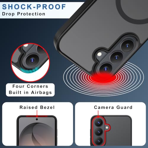 Image of CEDO Magnetic Cover for Samsung Galaxy S26 (5G) | Compatible with MagSafe Wireless Charging | Matte Black Case Designed with Magnetic Lock Shockproof Edge Protection Backcover (Translucent Black)