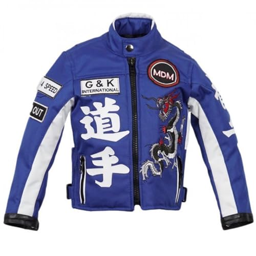 Chaqueta de moto para niños en azul, chaqueta de carreras, chaqueta de motorista, chaqueta de carreras,, azul, 98 cm