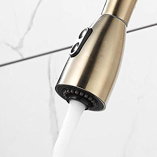 Robinet de cuisine or en acier inoxydable brossé avec douchette extractible moderne - 7