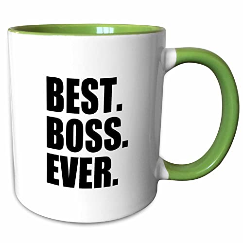3dRose Best Boss Ever - fun funny humorous gifts 11oz Two-Tone Green Mug