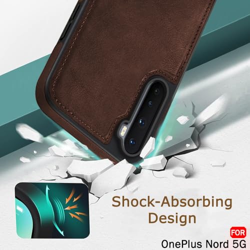 Image of TheGiftKart Genuine Leather Finish Back Cover Case for OnePlus Nord 2020 | Shockproof Design | Raised Edges for Camera & Screen Protection | Stunning Minimalist Cover for OnePlus Nord (2020) (Brown)