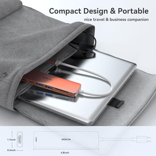 Image of USB C Hub HDMI Adapter for MacBook Pro /Air, MOKiN 7 in 1 USB C Dongle with HDMI, SD /TF Card Reader, USB C Data Port,100W PD, and 2 USB 3.0 Compatible for MacBook Pro /Air, Dell XPS, Lenovo Thinkpad.