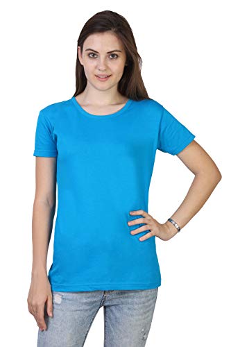 Image of FLEXIMAA Women's Cotton Plain Round Neck Half Sleeve T-Shirt