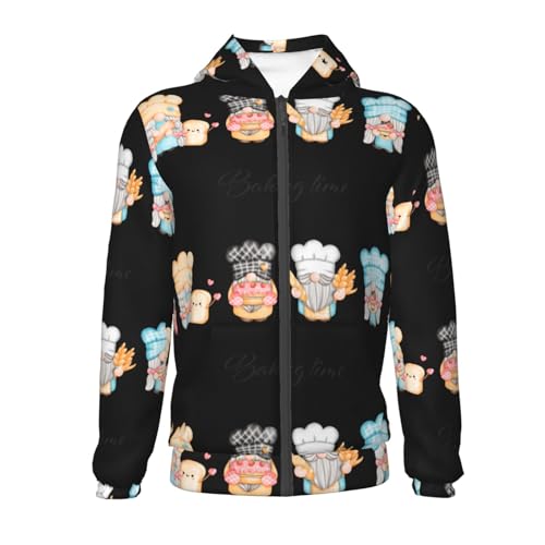 Little Chef Gnome Kids Pullover Hoodies Boys Zip Up Sweatshirts Girls Athletic Clothes with Pocket2