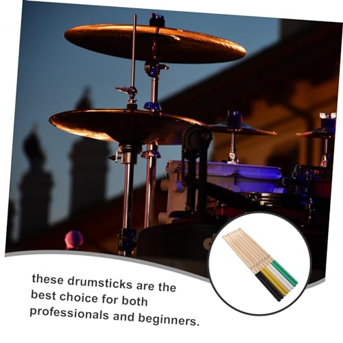 Baquetas antideslizantes de madera de arce Abaodam, 4 pares, para práctica de percusión, ligeras y duraderas, para batería electrónica, blanco, negro, amarillo y verde miniatura 7