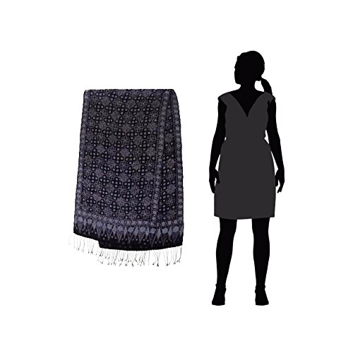 NOVICA Artisan Crafted Handmade Batik Silk Shawl | Kawung Motifs | Multicolor Printed | Floral Cultural | Mesmerizing Shades | Lluxurious Silk Shawl | Winter Wear | Indonesia ' Java Sea' 77" L x4