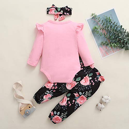 Baby Mädchen Body Strampler Strick Langarm Blumen Floral Hose Neugeborenen Stirnband Outfit Babykleidung Set 3 Stück Kleidung - Image 7