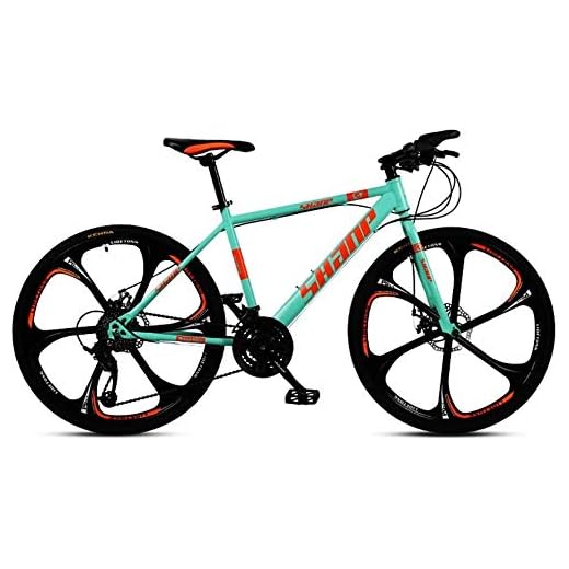 QXX 24-tums mountainbikes, dubbelbromsbroms Hardtail mountainbike, män dam High-Carbon stål all terrain alpin cykel (färg: 30 hastighet, storlek: Blue 6 ek)
