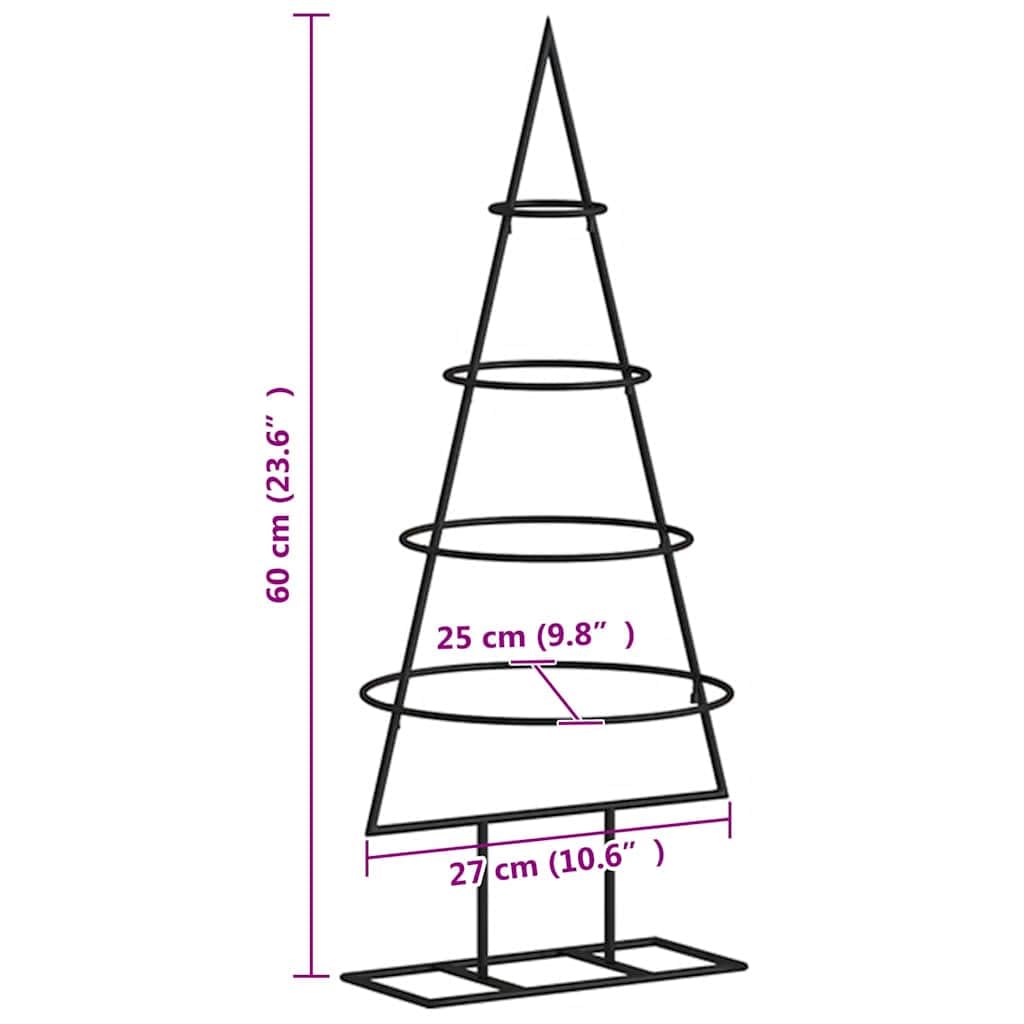 Metall Weihnachtsbaum Deko Schwarz 60 cm, DIY-Christbaum, pulverbeschichteter Stahl, moderner Look, platzsparend, für Innen- & Außenbereich, vielseitige Weihnachtsdekoration