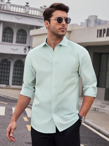 Damipow Mens Striped Dress Shirts Long Sleeve Business Casual Regular Fit Button Down Shirts for Men2