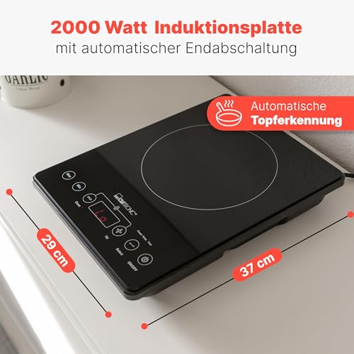 Foto von Clatronic® Induktionskochplatte | Kochplatte mit Sekundenschneller Erhitzung durch Induktion | Herd mit ECO-Save für 55% Zeitersparnis | Induktionskochfeld mit automatischer Topferkennung | EKI 3569