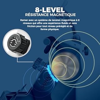 SUNNY HEALTH & FITNESS Rameur magnétique, rameur Pliable Compact pour la Maison, Super Silencieux et Fluide, Connexion Exclusive à l'application SunnyFit - SF-RW521020