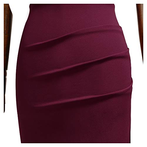 Miusol Women's Retro Ruffle Sleeveless Cocktail Pencil Dress,X-Large,Burgundy #TOP7