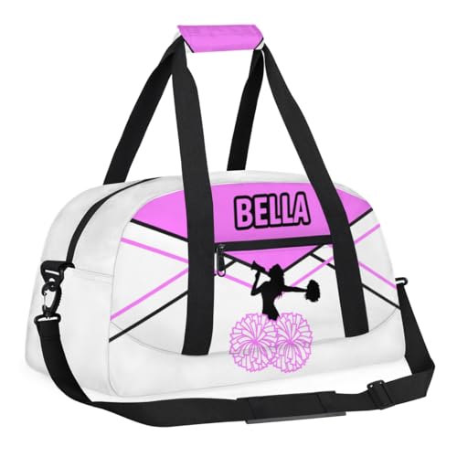 Personalized Cheer Bag Sport Duffel Bag for Girl, Custom Kids Gym Bag, Customize Travel Duffle Bag with Name, Overnight Weekender Bags,Pink Black Lines, Cheerleading Gifts353