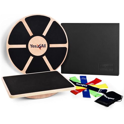 Image of Yes4All Versatile Wooden Wobble Balance Board, Balance Trainer for Mobility Training, Standing Desk, Core Training, Exercise Balance Stability Trainer