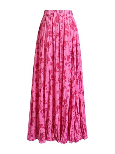 Verdusa Women's Floral Print Tiered Layered Long Skirt High Rise Ruffled Maxi Skirt